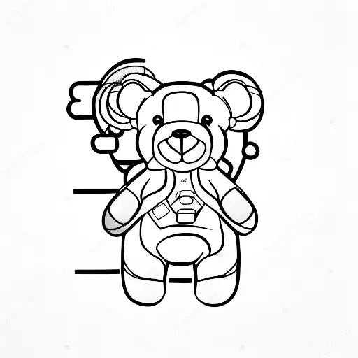 mini insulin pump on a outlined teddy bear tattoo design idea