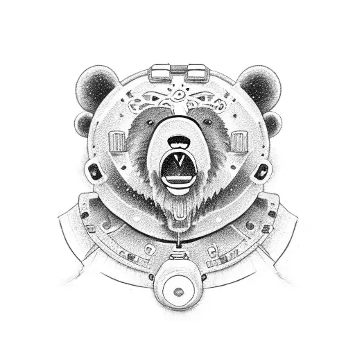 cute bear with an insulin pump or similar on the bear tattoo design idea