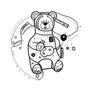 outlined cute bear with an insulin pump, Dexcom or similar on the bear tattoo design idea