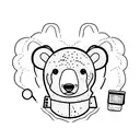 outlined cute bear with an insulin pump, Dexcom or similar on the bear tattoo design idea