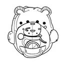 outlined cute bear with an insulin pump, Dexcom or similar on the bear tattoo design idea
