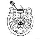 outlined cute bear with an insulin pump, Dexcom or similar on the bear tattoo design idea