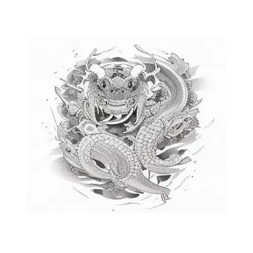 manchette complète bras gauche avec 2 carpes koï tattoo design idea