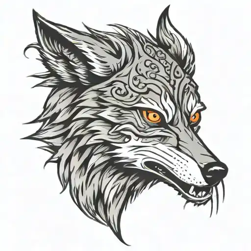 angry wolf head   tattoo design idea