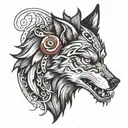 angry wolf head   tattoo design idea