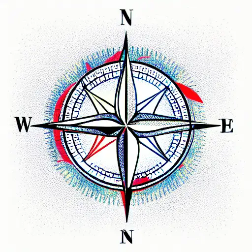 compass incorperating australian native plants tattoo design idea