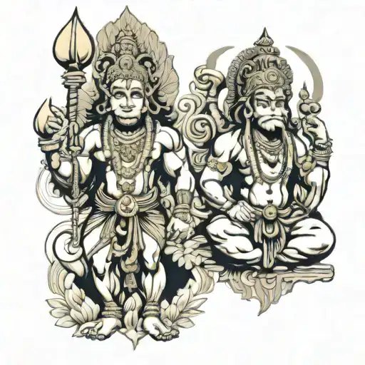hanuman shiva and Vishnu   tattoo design idea