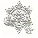 baseball in the middle of a star of david star tattoo design idea