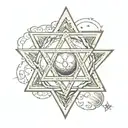 baseball in the middle of a star of david star tattoo design idea