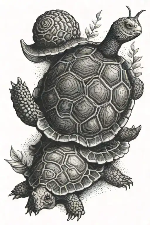 tortoise and snail tattoo design idea