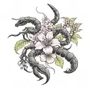 scorpion and lilac flower tattoo design idea