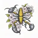 scorpion and lilac flower tattoo design idea