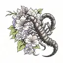 scorpion and lilac flower tattoo design idea