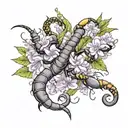 scorpion and lilac flower tattoo design idea