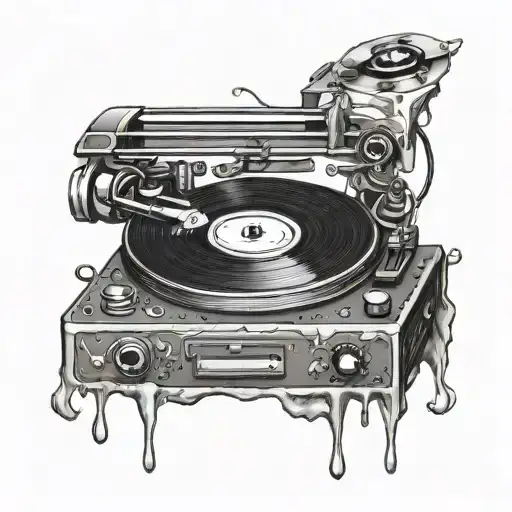 vinyl record player tattoo design idea