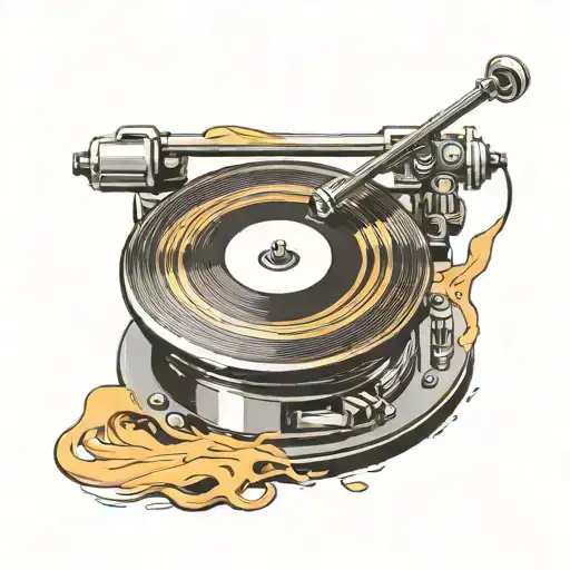vinyl record spinning tattoo design idea