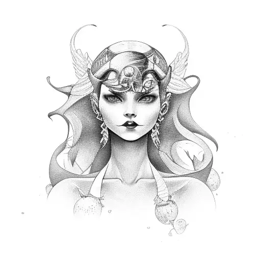 lilith with apple tattoo design idea
