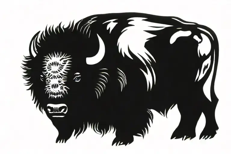 buffalo and sun   tattoo design idea