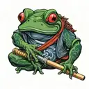 samurai frog smoking pipe and wielding a katana tattoo design idea