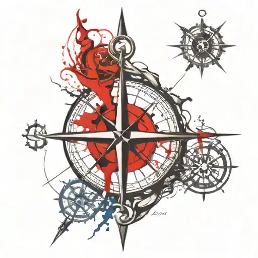compass and anchor tattoo tattoo design idea