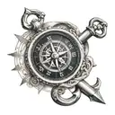 compass and an anchor tattoo design idea