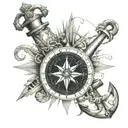compass and an anchor tattoo design idea