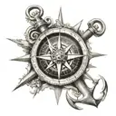 compass and an anchor tattoo design idea