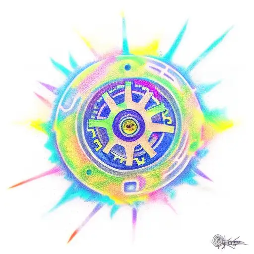 An imaginative new-school tattoo showcasing Luffy's gears blending seamlessly with cosmic elements tattoo design idea