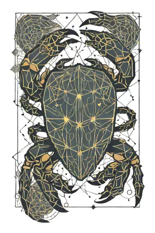 cancer zodiac sign, crab, stars in cancer zodiac sign tattoo design idea