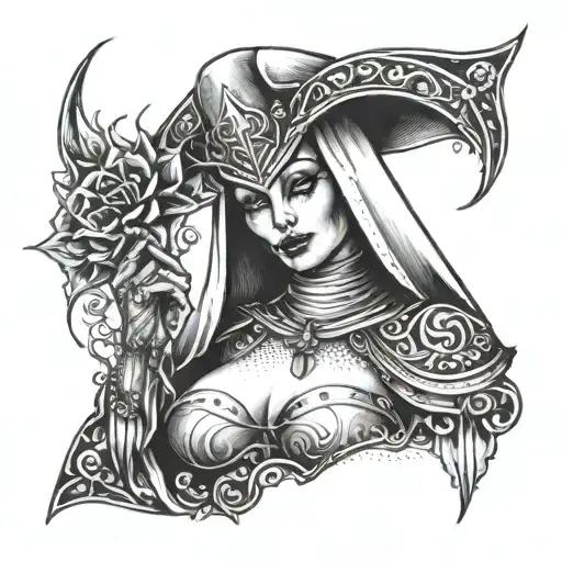 sexy demon nun tattoo sketch tattoo design idea