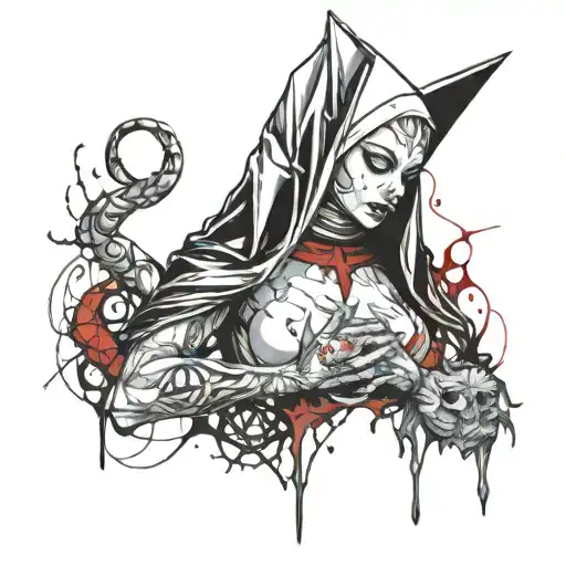 sexy demon nun tattoo sketch tattoo design idea