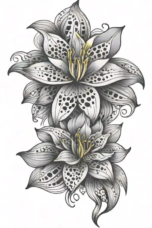 mandala lily leopard print tattoo design idea