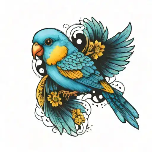 celestial parrotlet tattoo design idea
