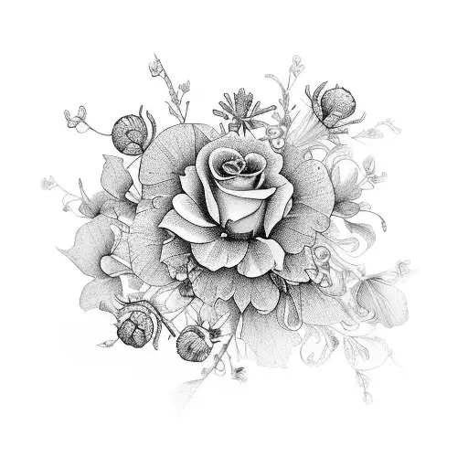 A beautifully illustrated Bible verse surrounded by delicate floral elements, symbolizing the client's devotion to their faith and their appreciation for art. tattoo design idea