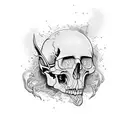 raven crystal skull and magic  tattoo design idea