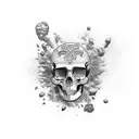 raven crystal skull and magic  tattoo design idea