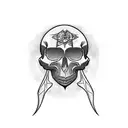 raven crystal skull and magic  tattoo design idea