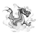 ASIAN DRAGON FLYING THROUGH CLOUDS. TATTOO SLEEVE ON HAND tattoo design idea