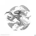 ASIAN DRAGON FLYING THROUGH CLOUDS. TATTOO SLEEVE ON HAND tattoo design idea