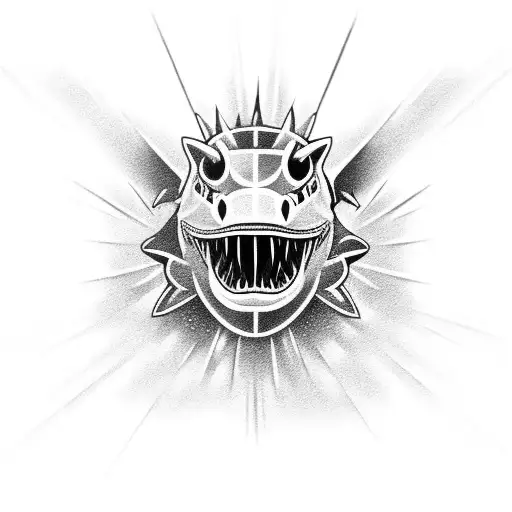 neotribal shark with open mouth tattoo design idea