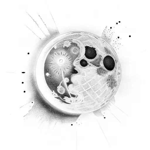 lunar cycle with water shadow tattoo design idea