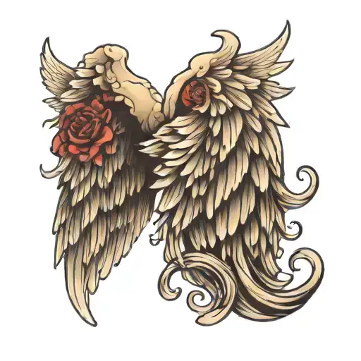 angel wings broken tattoo design idea