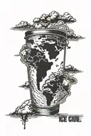 Ice cube with shaker tattoo can be placed on the world map as if it were one of the continents. This will emphasize the  tattoo design idea