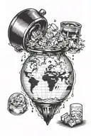 Ice cube with shaker tattoo can be placed on the world map as if it were one of the continents. This will emphasize the  tattoo design idea