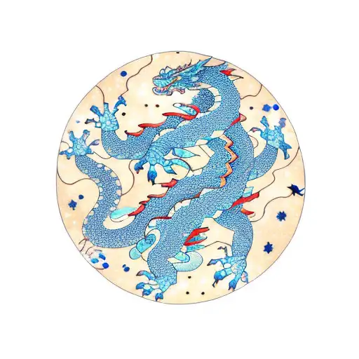 A constellation of a dragon intertwined with a spider in a cosmic background tattoo design idea