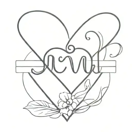 heart lifeline with the letters j j w tattoo design idea