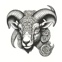 ram and ox head emerging tattoo design idea