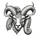 ram and ox head emerging tattoo design idea
