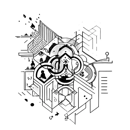 Combination of all the elements mentioned to create a comprehensive representation of the challenging period tattoo design idea