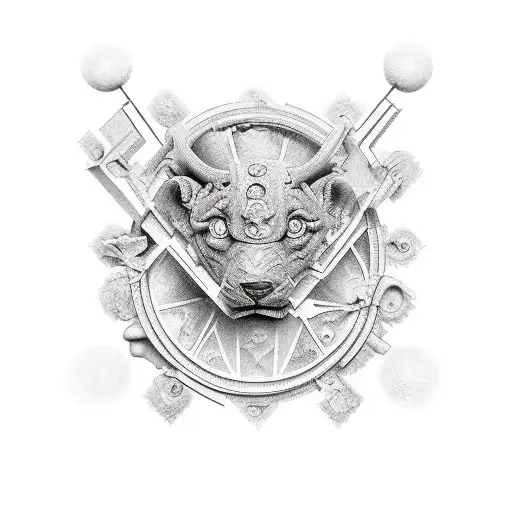 Combination of all the elements mentioned to create a comprehensive representation of the challenging period tattoo design idea